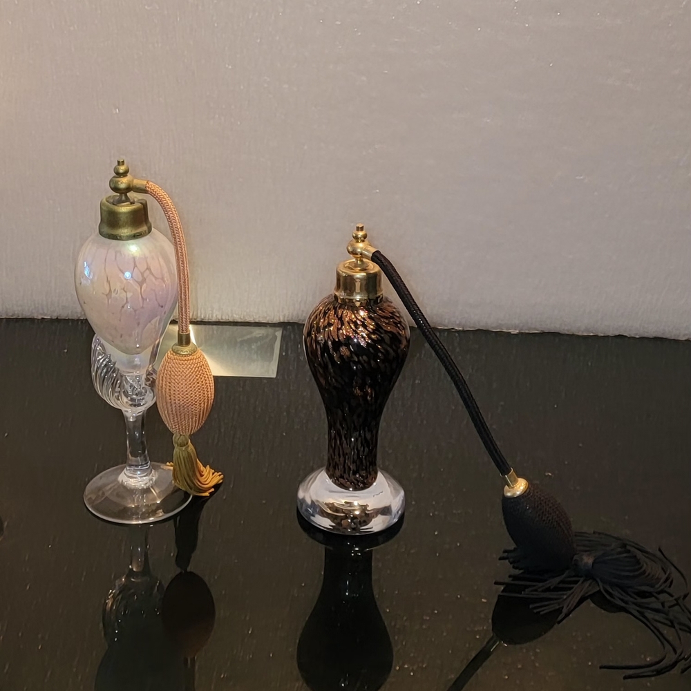 Elegant Glass Perfume Bottles with Atomizers 7" And 8.5" Tall
